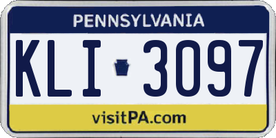 PA license plate KLI3097