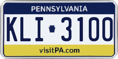 PA license plate KLI3100