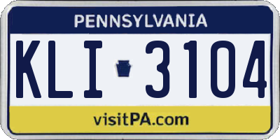 PA license plate KLI3104