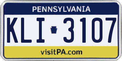 PA license plate KLI3107