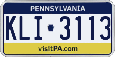 PA license plate KLI3113
