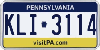 PA license plate KLI3114