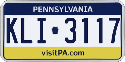 PA license plate KLI3117