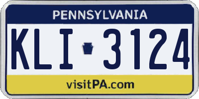 PA license plate KLI3124