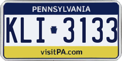 PA license plate KLI3133