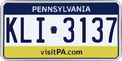 PA license plate KLI3137