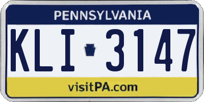 PA license plate KLI3147
