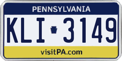 PA license plate KLI3149