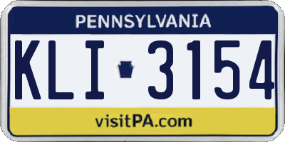 PA license plate KLI3154