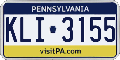 PA license plate KLI3155