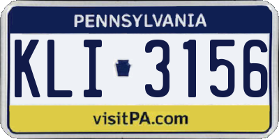 PA license plate KLI3156