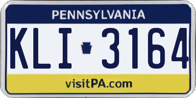PA license plate KLI3164