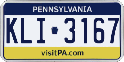 PA license plate KLI3167