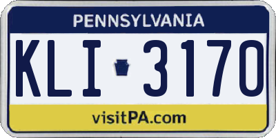 PA license plate KLI3170