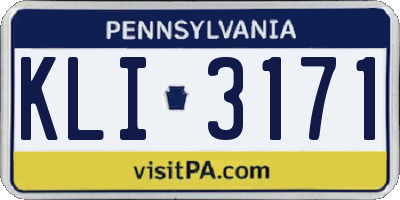 PA license plate KLI3171
