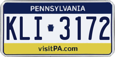 PA license plate KLI3172
