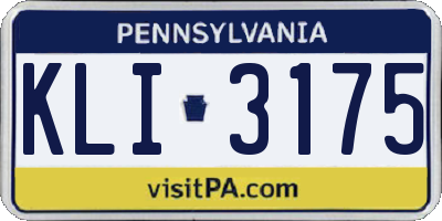 PA license plate KLI3175