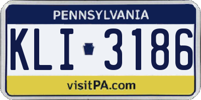 PA license plate KLI3186
