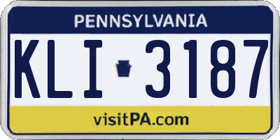 PA license plate KLI3187