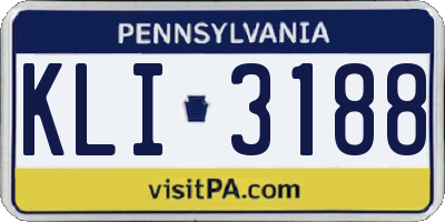 PA license plate KLI3188