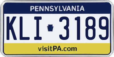 PA license plate KLI3189