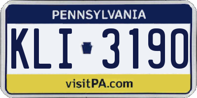 PA license plate KLI3190