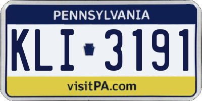PA license plate KLI3191