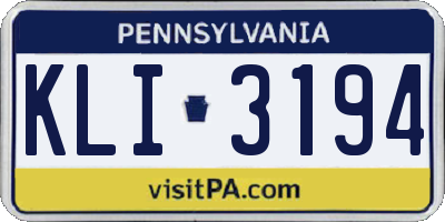 PA license plate KLI3194
