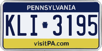 PA license plate KLI3195