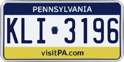 PA license plate KLI3196