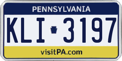 PA license plate KLI3197