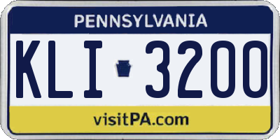 PA license plate KLI3200