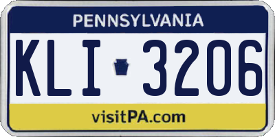 PA license plate KLI3206