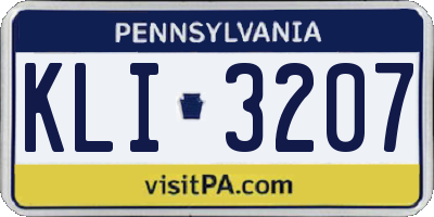 PA license plate KLI3207