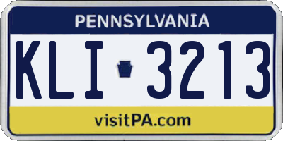 PA license plate KLI3213