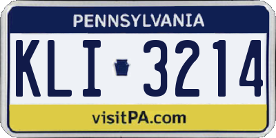 PA license plate KLI3214