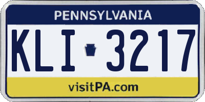 PA license plate KLI3217
