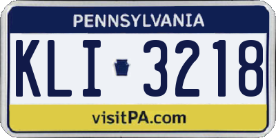 PA license plate KLI3218