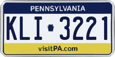 PA license plate KLI3221