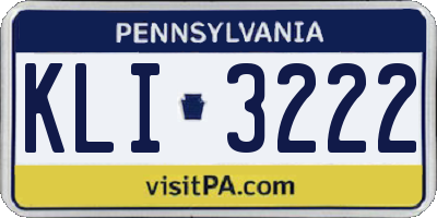 PA license plate KLI3222