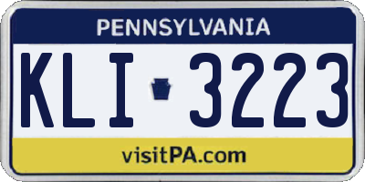 PA license plate KLI3223