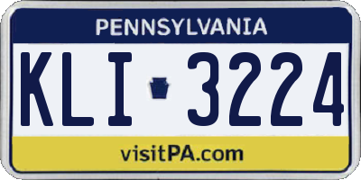 PA license plate KLI3224