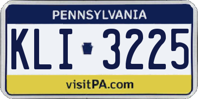 PA license plate KLI3225