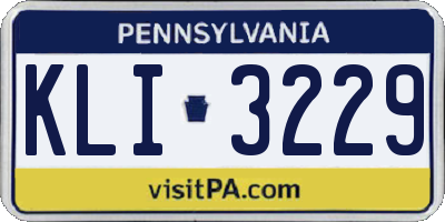 PA license plate KLI3229