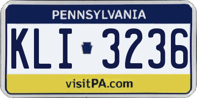 PA license plate KLI3236