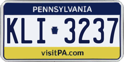 PA license plate KLI3237