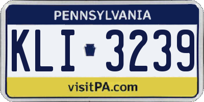PA license plate KLI3239