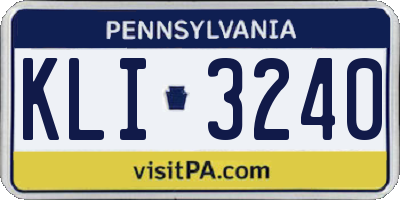 PA license plate KLI3240