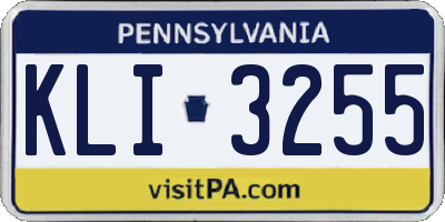 PA license plate KLI3255