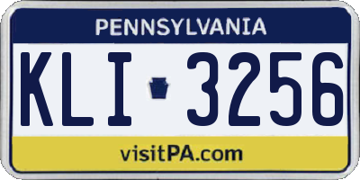 PA license plate KLI3256